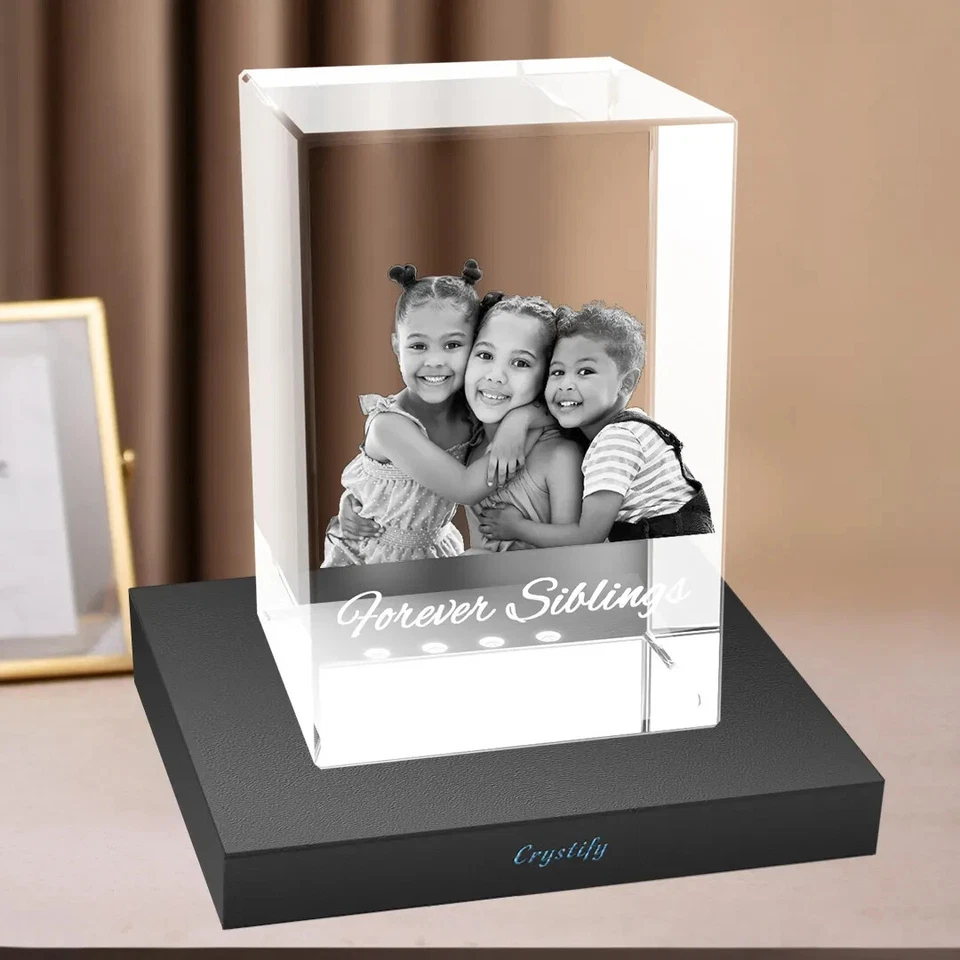 Regalos Fotográficos Cristal 3D Personalizados, Regalo Boda Cumpleaños Único Foto 3 de 4