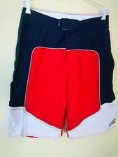 Vintage Ocean Earth Nylon Extra Long Boardshorts Sz 33 blue red
