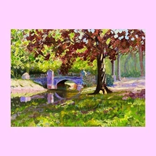 Gorgeous Oil painting. Landscape with tree. Original. Impressionist fine art