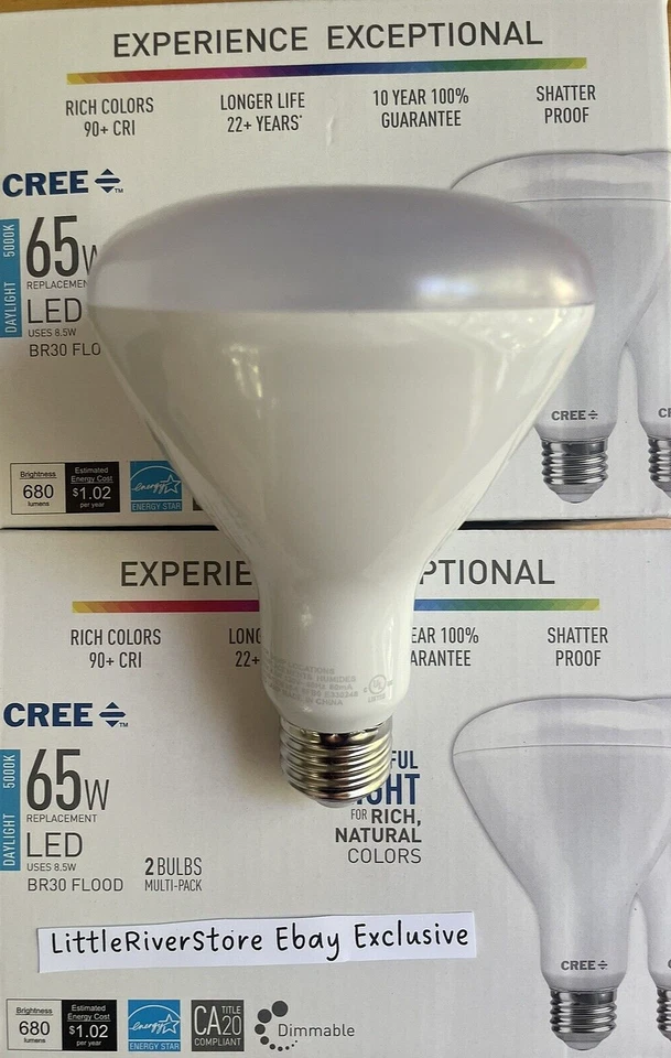 4 BULBS CREE 65W /8.5W LED FLOOD Daylight 5000K BR30 Dimmable EXCEPTIONAL BEST - Image 2 of 4