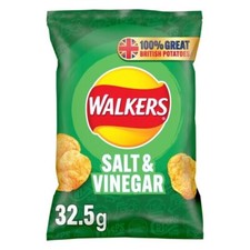 Walkers Salt & Vinegar Crisps 32.5g, Case of 32