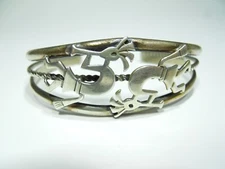 SOUTHWESTERN ELLA PETERS DESIGNS KOKOPELLI CUFF BRACELET 925 STERLING SILVER .