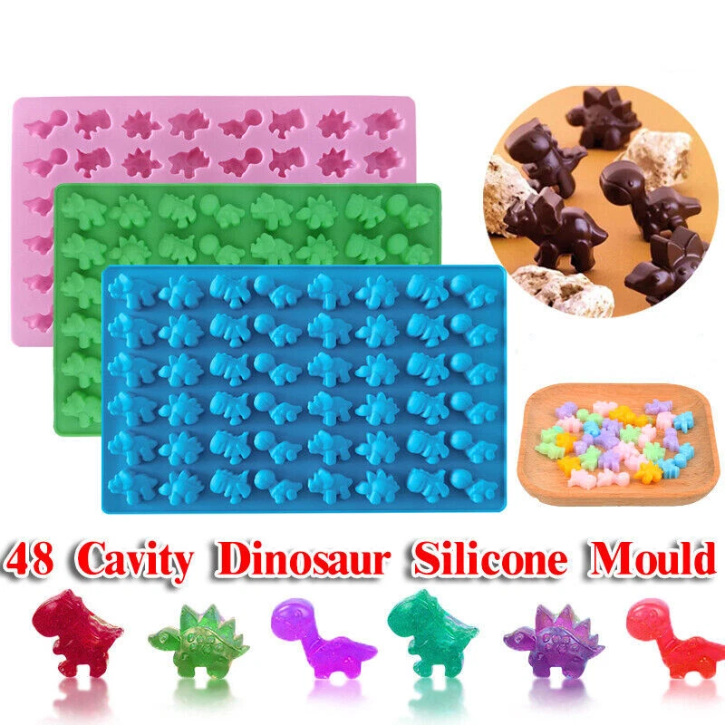 Dinosaur Silicone Gummy Chocolate Mold 48-Cavity Ice Cube Tray Jelly Candy  Mould