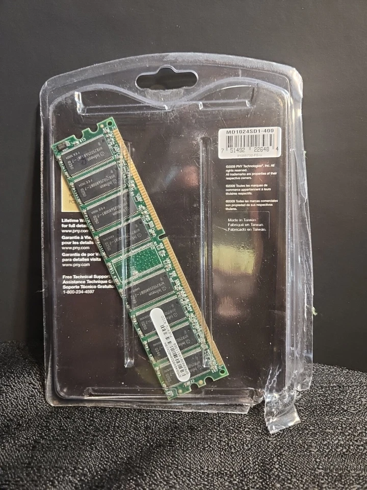 PNY Optima 1GB DDR 400 MHz PC3200 Desktop DIMM Memory Module (MD1024SD1-400) - Image 2 of 3