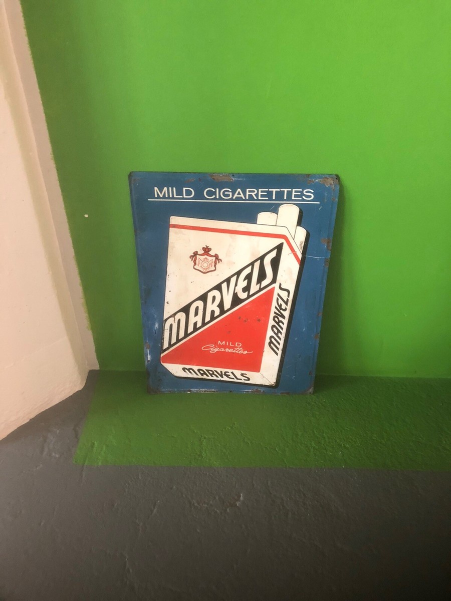 VINTAGE MARVELS CIGARETTE TIN Embossed Litho Great 19.5 X 14.5 70 Years Old 