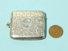 EXCEPTIONAL 1898 Silver Vesta Case Fob Leaf Pattern LD Monogram Initials #ESK5