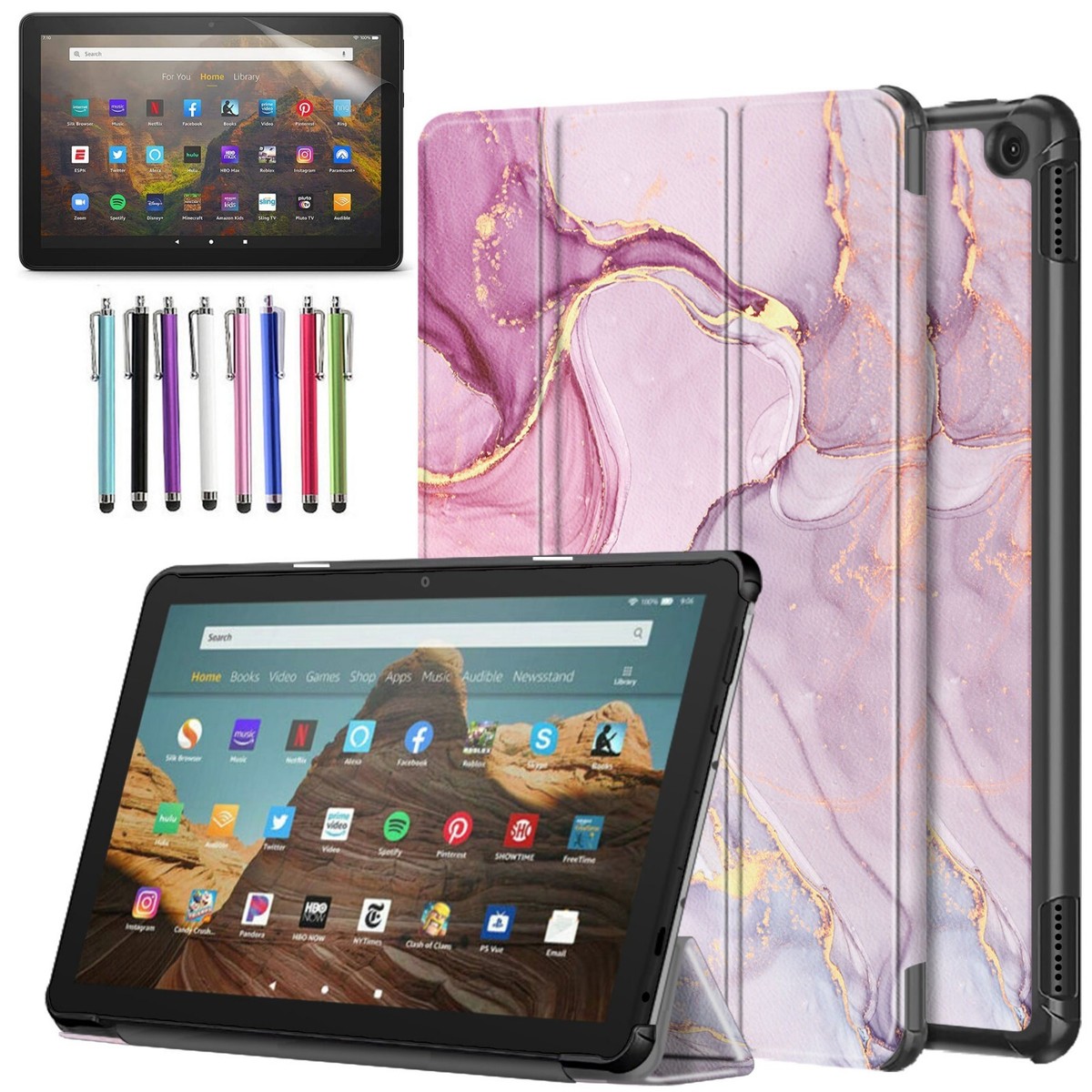 Amazon Fire Tablet 10 32GB カバー＆ガラスフィルム付き Amazon.com: Amazon Fire HD 10 Convenience Bundle with Case
