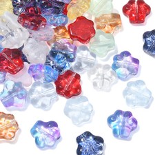100x Crystal Glass Beads Dog Cat Paw Prints Footprint Beads for Jewelry Making