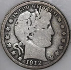 1912-S Barber Half Dollar 90% Silver, 100+ years Old As Shown [SN03]