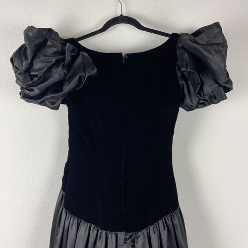 VTG Victor Costa Formal Dress Womens 8 Ruffle Velvet Satin Whimsigoth 80s Witchy - Picture 13 of 21