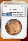 1886 P Morgan  Dollar PCI Mint 65 Monster Toning Overse And Reverse