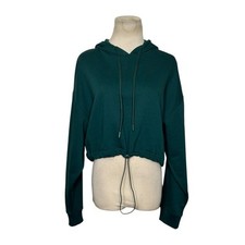ZARA green long sleeves cropped hoodie sweatshirt size Medium