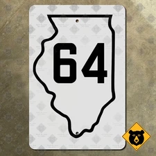 Illinois Route 64 highway marker 1934 road sign Chicago Saint Charles 21x14
