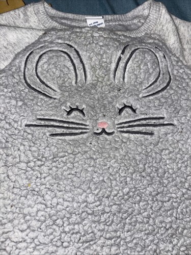 Grey Gray Girls 12-18m Bunny Rabbit mouse Sweater - Picture 3 of 6