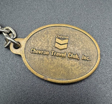 Vintage Chevron Travel Club Inc. Brass Advertising Keychain - Concord Ca