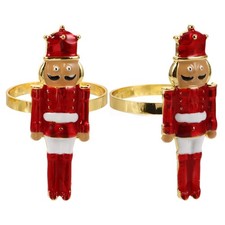 Christmas Nutcracker Napkin Holders Metal Red Festive Rings for Hotel Use
