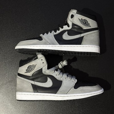 NIKE AIR JORDAN 1 MENS RETRO HIGH OG ''SHADOW 2.0'' BLACK-SMOKE GREY SZ 8
