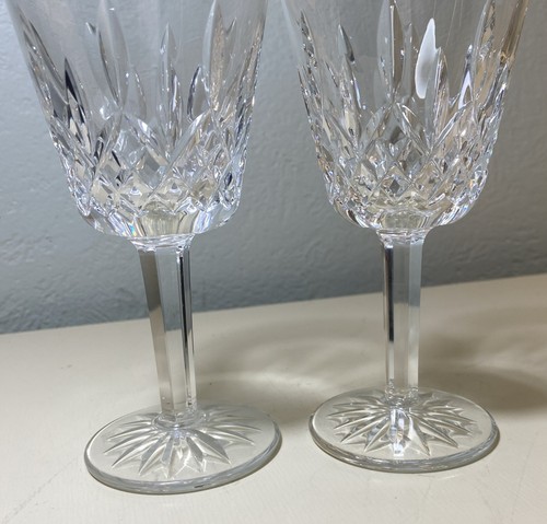 Elegant Pair WATERFORD Crystal LISMORE Claret Wine Glasses Excellent 5 3/4” - Picture 4 of 7