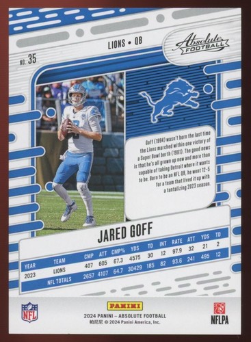 2024 Panini Absolute Jared Goff 13/50 Blue - Picture 2 of 2