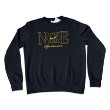 Nike Sweatshirt Women's Small Black Gold Sportswear Club Fleece Crew FV8057-010