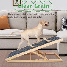 Adjustable Wooden Pet Ramp Folding Dog  Cat Stairs Non-Slip Carpet Surface
