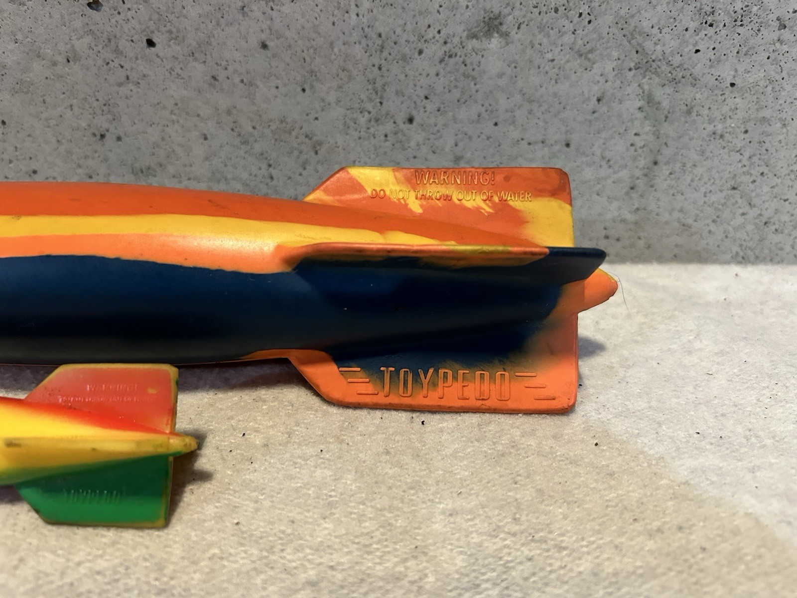 2x Vintage SwimWays 11.5"/5” Toypedo Multicolor Stripe Torpedo Swimming Pool Toy