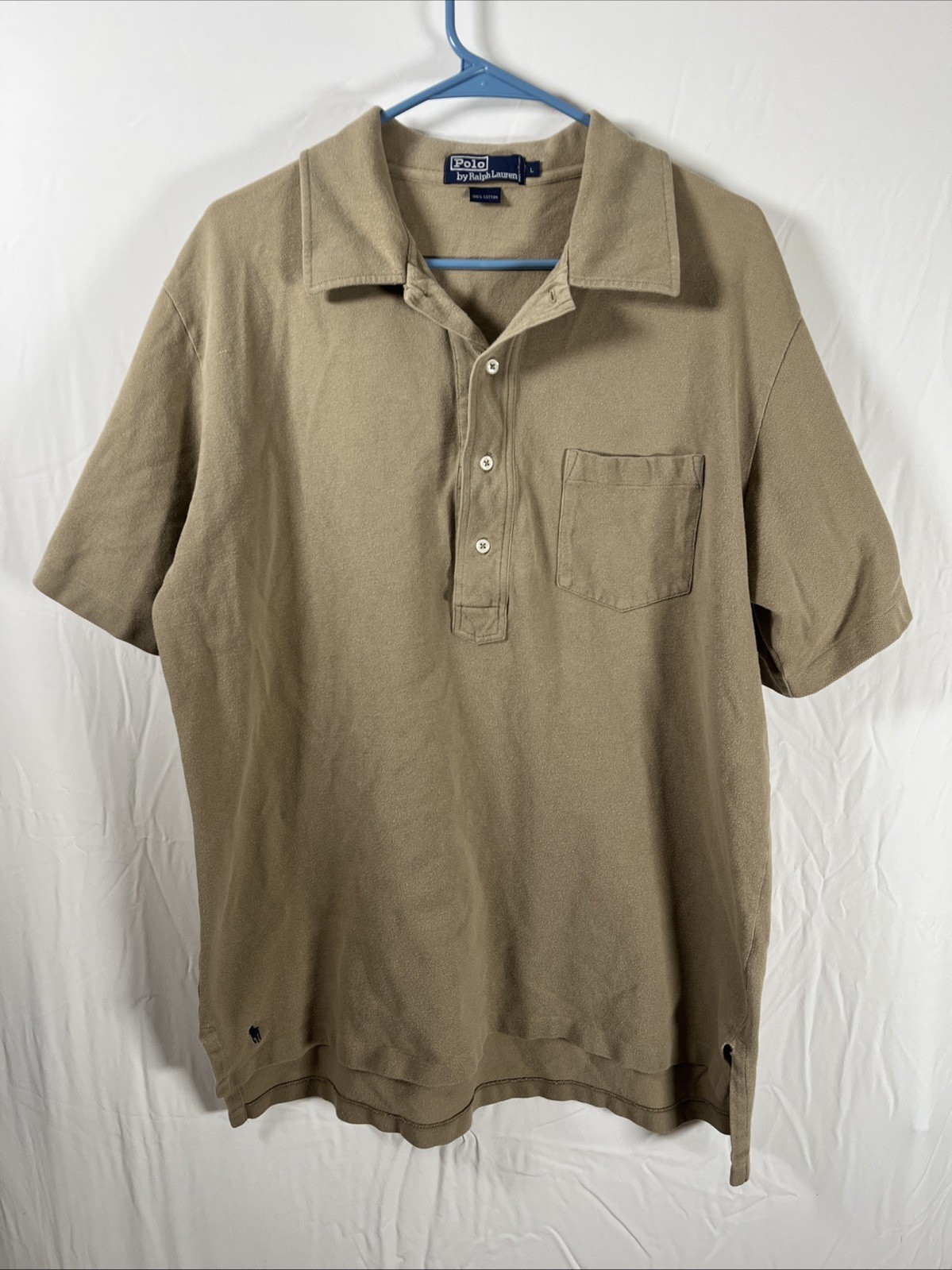 Vintage Polo By Ralph Lauren Men’s Polo Shirt Beige 100% Cotton Size Large