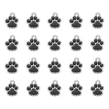 20Pcs Enamel Paw Print Charm Dog Paw Footprint Charms Metal Black/White