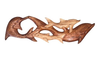 20  DOLPHIN & FRIENDS NATURAL PINE WOOD HANGING WALL ART PLAQUE PATIO HOME DECOR