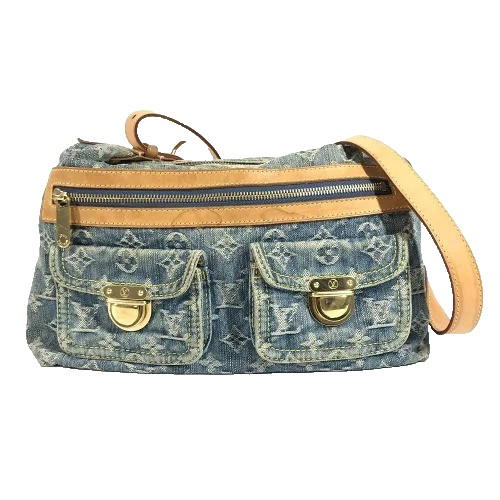 Louis Vuitton Baggy PM M95049 Monogram Denim Shoulder Bag Blue Auth France