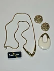 Vintage Crown Trifari Jewelry Lot Gold Tone Necklace Earrings Brooch ALL SIGNED!