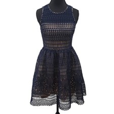 Francescas Navy Lace Fit Flare Dress Sleeveless Sheath Skater S Romantic Party