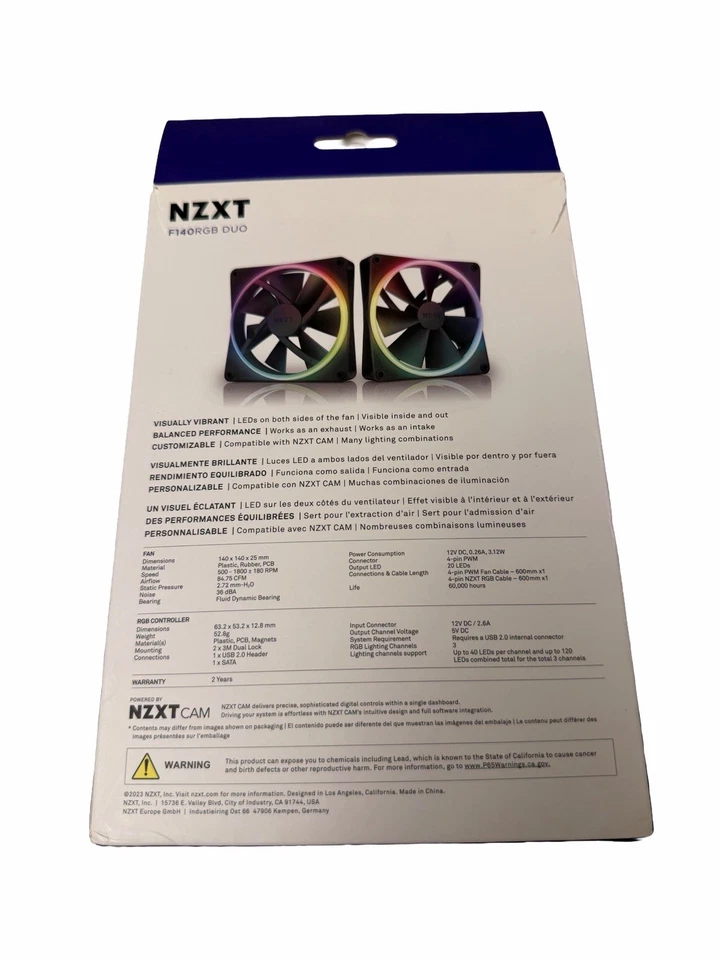 NZXT F140 RGB DUO 140mm Case Fan - Black (2-Pack) - READ - Image 2 of 3