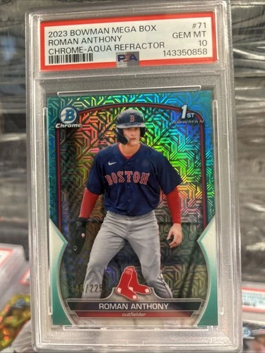 4183 Roman Anthony 2023 Bowman Chrome Mega Box Aqua Refractor #/225 PSA10 🔥🔥