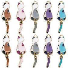 10Pcs Fashion Kitten Pendant Charm Dangle Cute Colored Cat Pendant Accessory