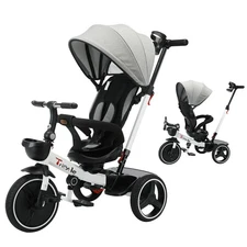 Baby Stroller Tricycle Ride Bike , 5-in-1, Adjustable Canopy, Sitting & Lying
