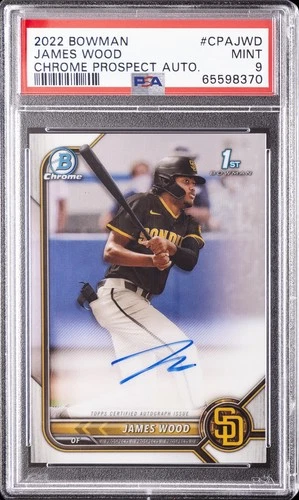 2022 BOWMAN CHROME PROSPECT AUTO #CPAJWD JAMES WOOD PSA 9 AUTO