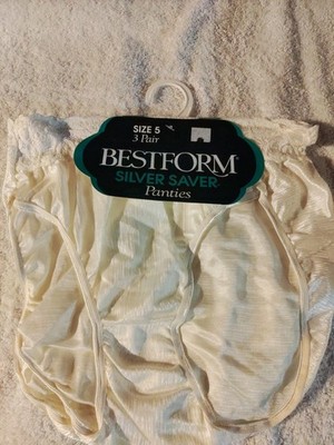 3 Pack Vintage Bestform Panty Hi-Cut Panties Wide Lace Stripe Shiny Nylon Sz 5