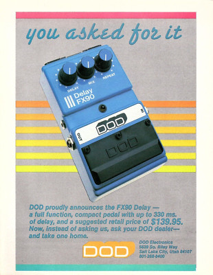 vtg 1980s DOD FX90 DELAY PEDAL MAGAZINE PRINT AD Guitar Effect Pinup Page