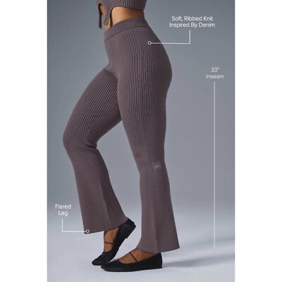 Alo Yoga Denim Knit High-Waist Flare Pant Raisinette/Black S | eBay