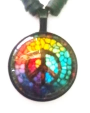Black and Multi-Colored Heishi Disc Beaded Necklace-Peace
