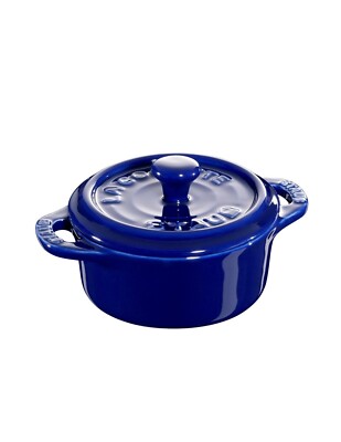 Ceramics Dutch Oven 3-Piece Mini round Cocotte, Dark Blue