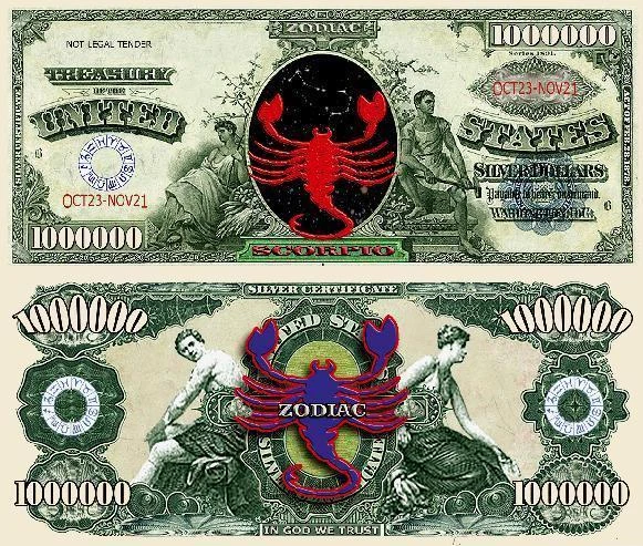 SCORPION - BILLET MILLION DOLLAR ! SIGNE ASTROLOGIQUE ASTROLOGIE ZODIAQUE ASTRO