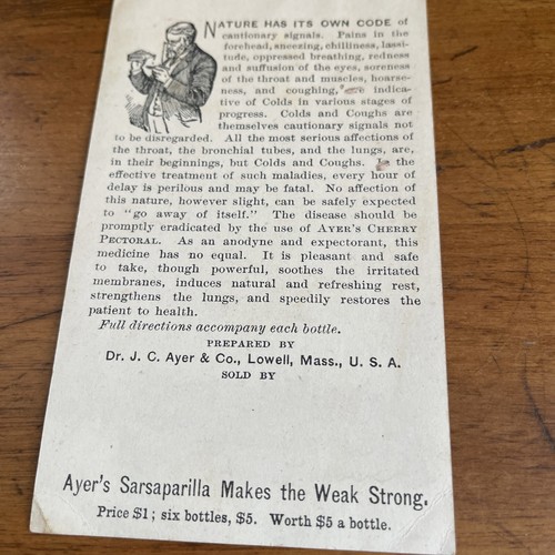 AL-184 MA, Lowell Ayer's Sarsaparilla Quack Medical Bottles Victorian Trade Card - Picture 3 of 5