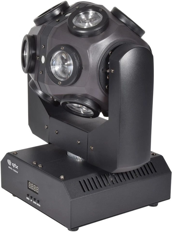 PAIR - QTX 150W LED Orbital UV Moving Head, Retro Spinning Light Show MHS-150UV - Image 2 of 4