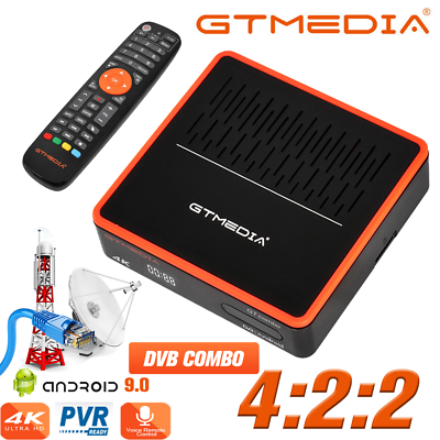 4:2:2 Video Decoder 4K FTA Satellite PVR h.265 Receiver+Android 9.0 Smart  TV BOX