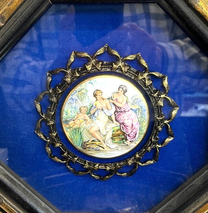 4 piezas Sungott Art Studios NY porcelana esmaltada a mano borde de oro 24K enmarcado 11,5 x 11,5 Foto 4 de 4