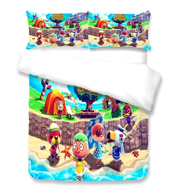 Animal Crossing 3PCS Bedding Set Quilt Duvet Cover Pillowcase Comforter