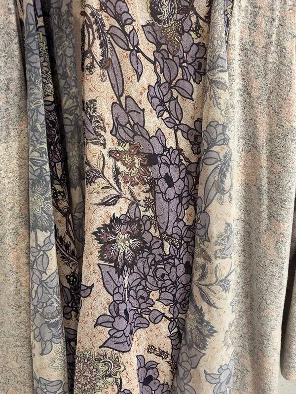 Cárdigan para mujer One World rosa púrpura suave frente abierto plumero bufanda ribete talla 2X Foto 3 de 4