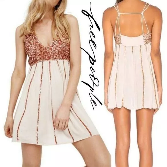 intimately free people rose gold flowy sequin dress eBay